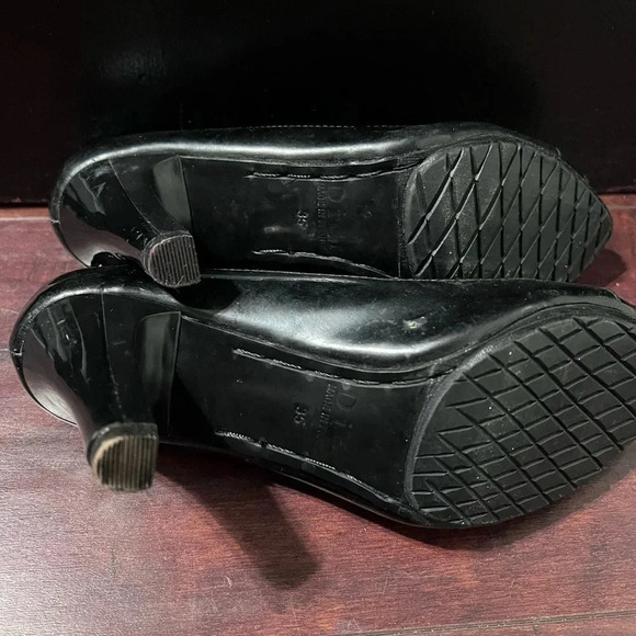 Christian DIOR Heels Shoes Designer Black/Gold Pointed Toe Pumps Size 4 (35) EUC - Picture 9 of 13